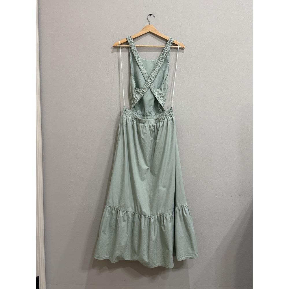 English Factory Backless Cotton Maxi Dress Large Light Sage Green - Picture 4 of 14